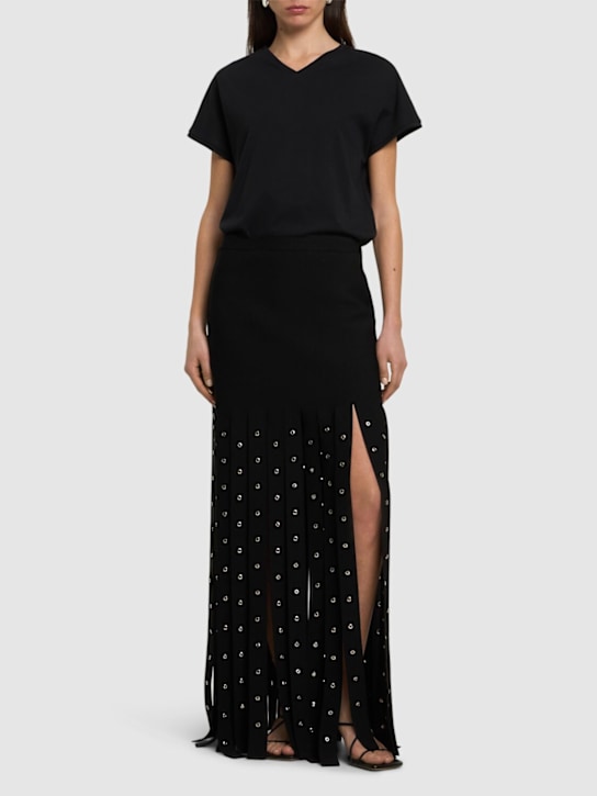 Proenza Schouler: Effe embellished viscose blend skirt - Black - women_1 | Luisa Via Roma