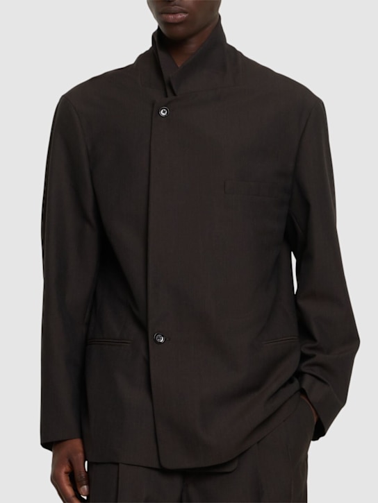 Lemaire: Soft double breast jacket - Dark Espresso M - men_2 | Luisa Via Roma