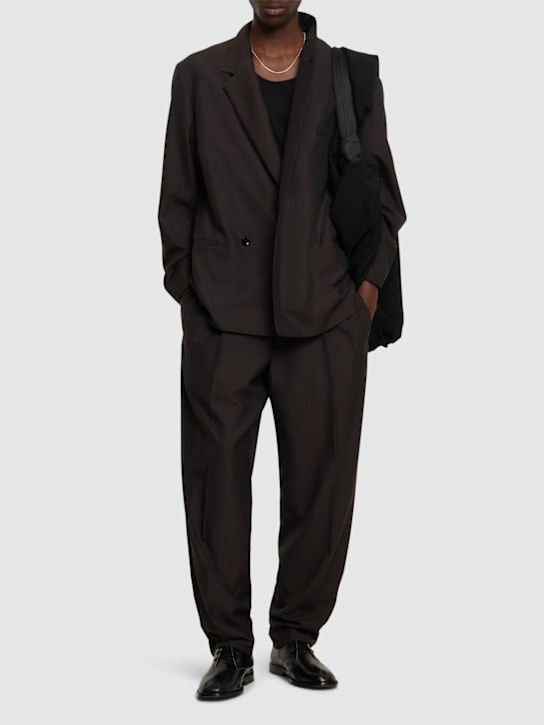 Lemaire: Soft double breast jacket - Dark Espresso M - men_1 | Luisa Via Roma