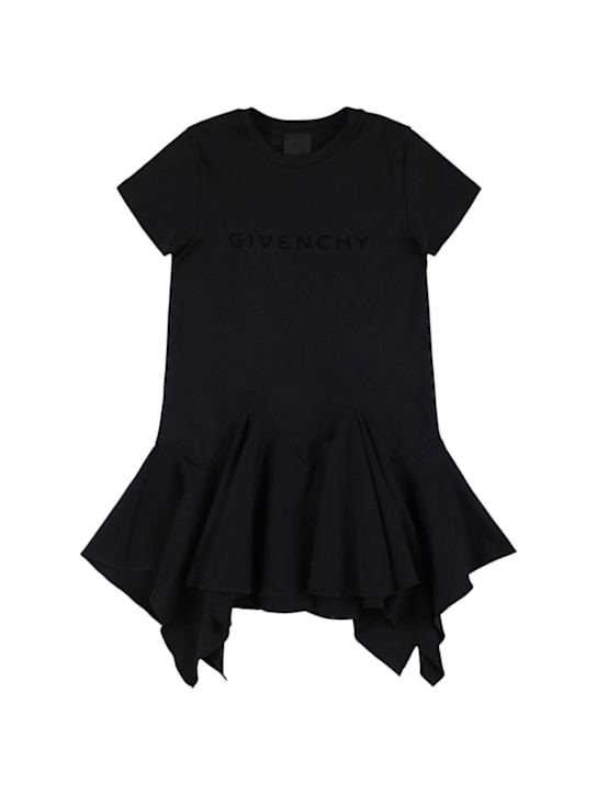 Givenchy: コットンインターロックワンピース - ブラック - kids-girls_0 | Luisa Via Roma