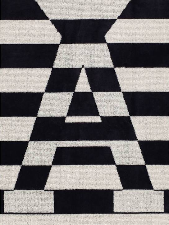 AMI Paris: ADC striped cotton beach towel - White Cream/Nav - men_1 | Luisa Via Roma