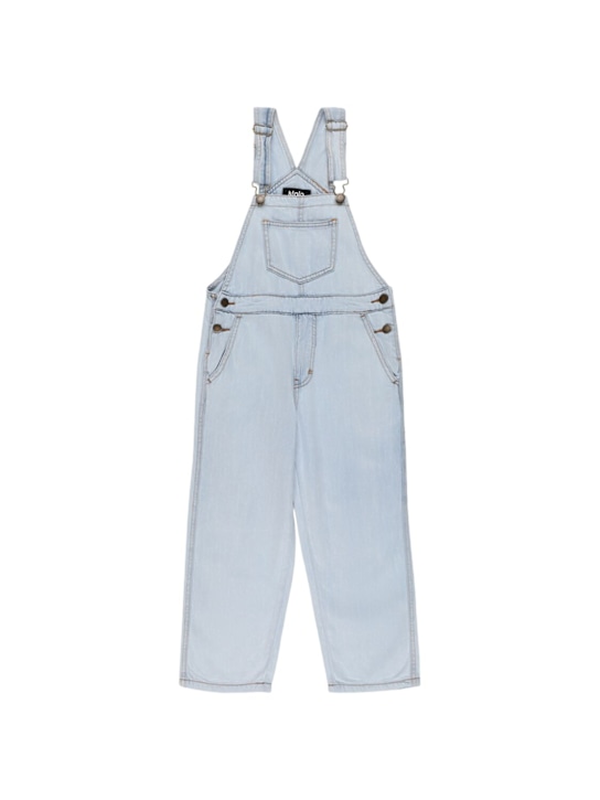 Molo: Cotton denim overalls - Light Blue - kids-girls_0 | Luisa Via Roma