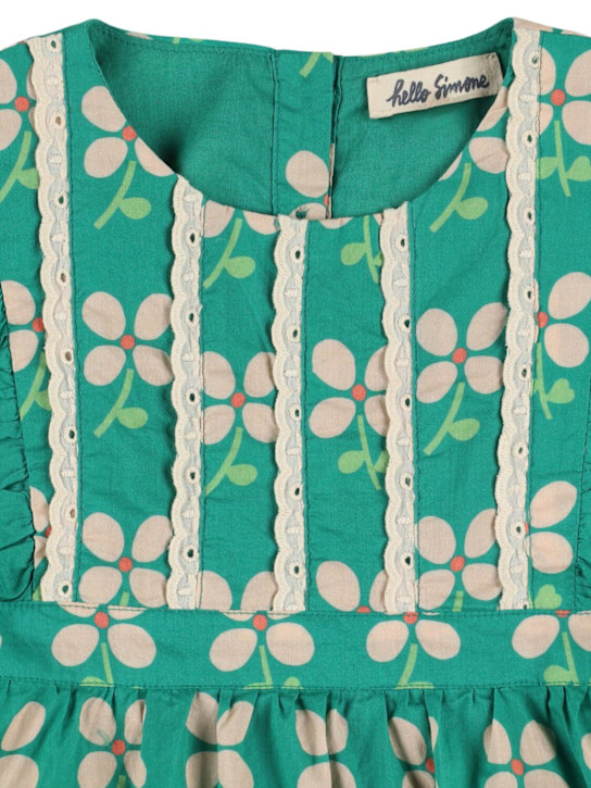 Hello Simone: Printed cotton dress - Green - kids-girls_1 | Luisa Via Roma