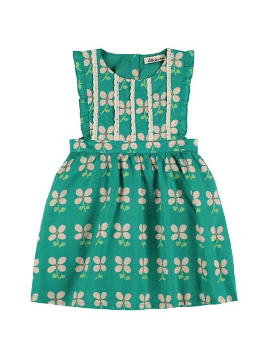Hello Simone: Printed cotton dress - Green - kids-girls_0 | Luisa Via Roma