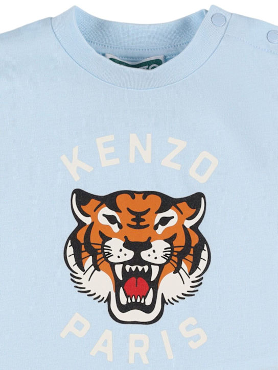 Kenzo Kids: Camiseta de jersey de algodón estampada - Azul Claro - kids-boys_1 | Luisa Via Roma