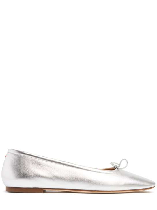 Aeyde: 10mm Delfina laminated leather flats - Silver - women_0 | Luisa Via Roma