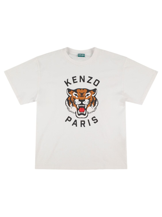 Kenzo Kids: Camiseta de jersey de algodón estampada - Blanco - kids-boys_0 | Luisa Via Roma
