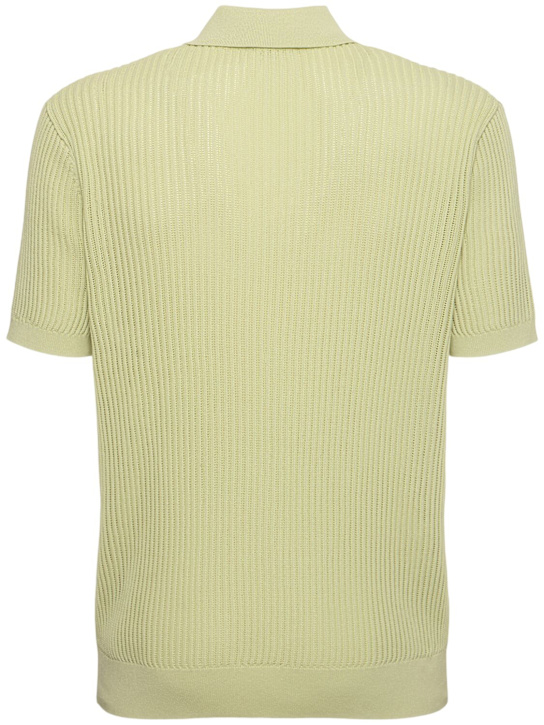 Frescobol Carioca: Vidal buttoned cotton blend s/s polo - Pistachio - men_3 | Luisa Via Roma