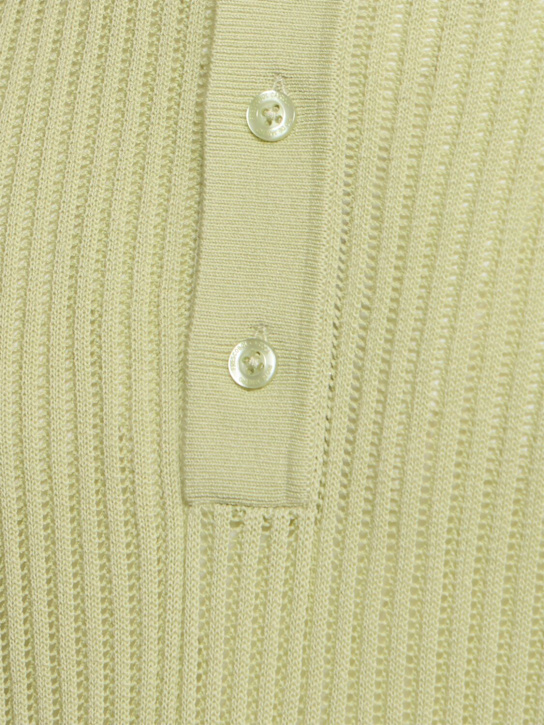Frescobol Carioca: Vidal buttoned cotton blend s/s polo - Pistachio - men_4 | Luisa Via Roma