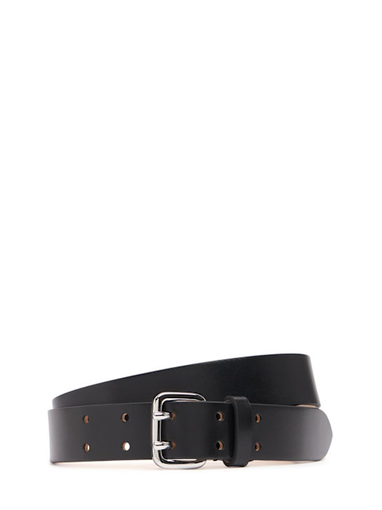 Déhanche: Mini Hutch leather belt - Black/Silver - women_0 | Luisa Via Roma
