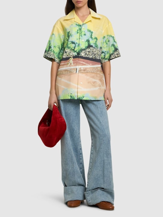 LACOSTE: Printed short sleeve cotton shirt - women_1 | Luisa Via Roma