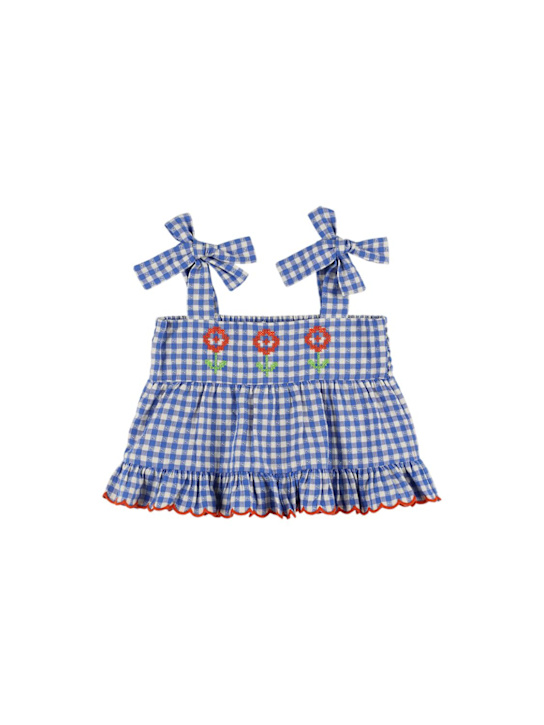 Hello Simone: Top in cotone con ricami - Blu - kids-girls_0 | Luisa Via Roma