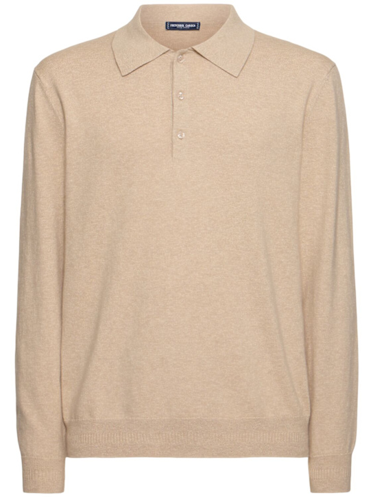 Frescobol Carioca: Teo buttoned cotton blend l/s polo - men_0 | Luisa Via Roma