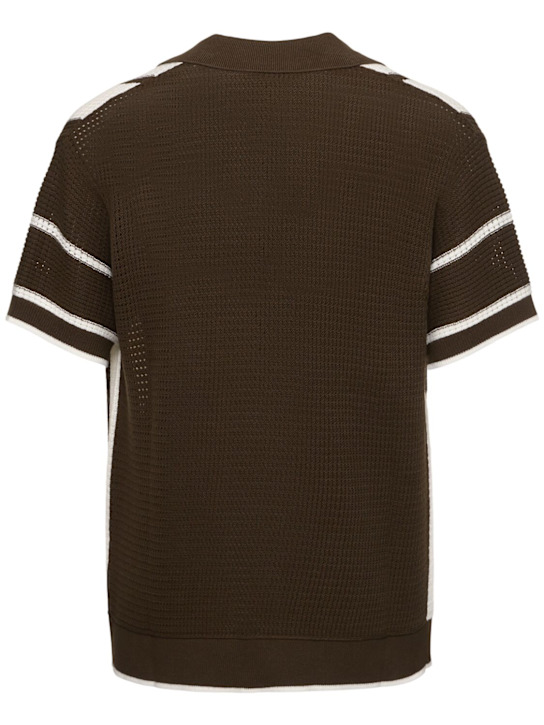 Frescobol Carioca: Fabricio striped crochet knit shirt - Seawood - men_3 | Luisa Via Roma