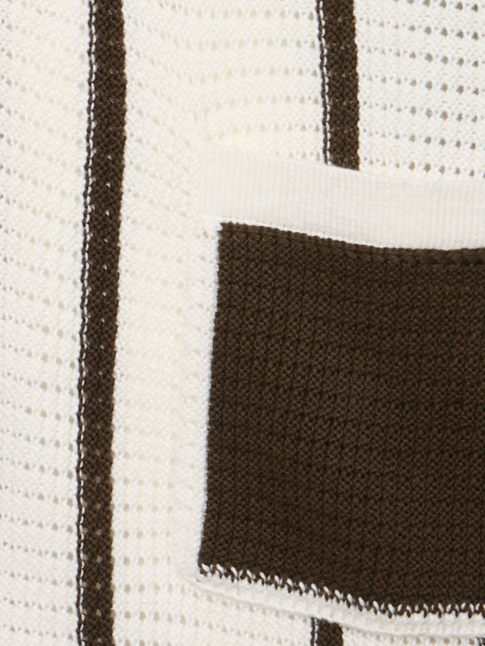 Frescobol Carioca: Fabricio striped crochet knit shirt - Seawood - men_4 | Luisa Via Roma