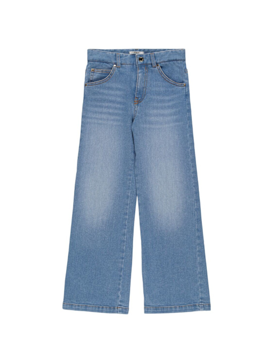 Chloé: コットンブレンドデニムパンツ - kids-girls_0 | Luisa Via Roma