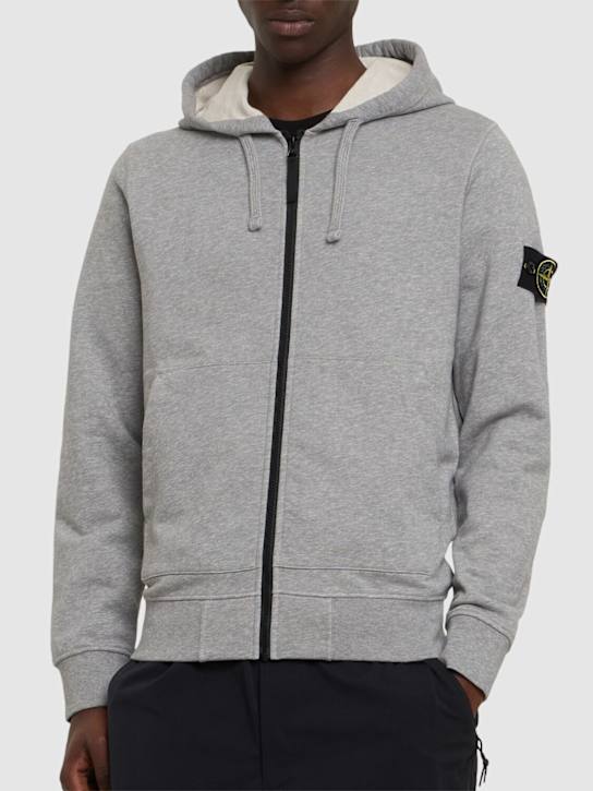 Stone Island: Cotton zip hoodie - men_2 | Luisa Via Roma