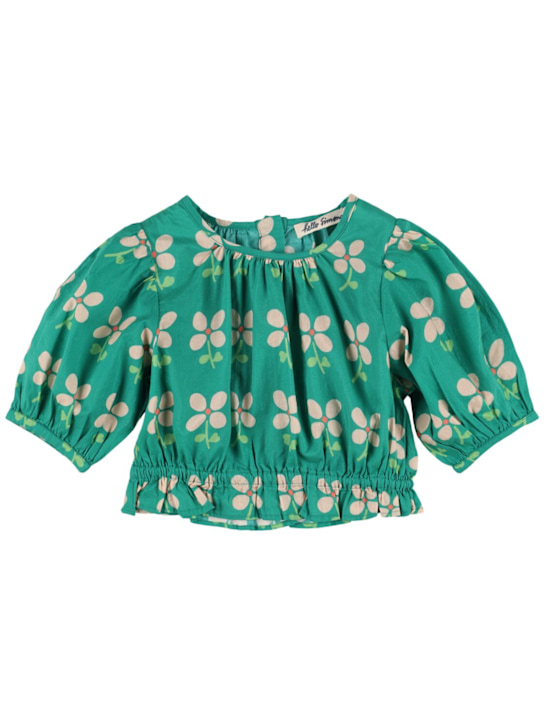 Hello Simone: Top in cotone stampato - Verde - kids-girls_0 | Luisa Via Roma