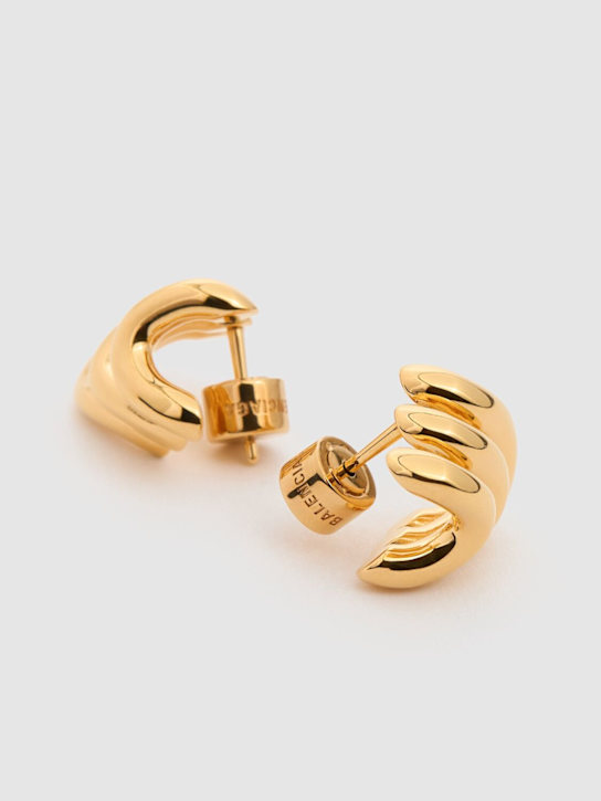 Balenciaga: Loop Trio brass earrings - Shiny Gold - men_1 | Luisa Via Roma