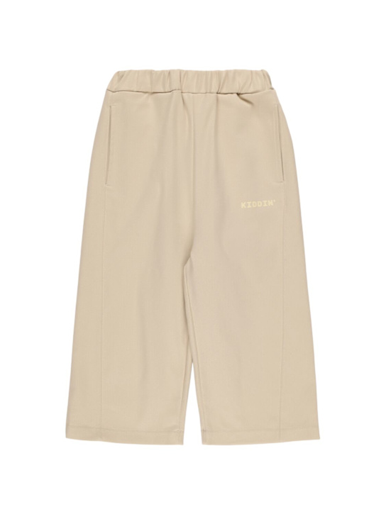 Kiddin: Pantaloni chino oversize in cotone stretch - Beige - kids-girls_0 | Luisa Via Roma