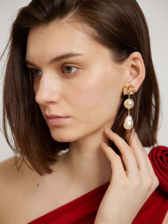 Dolce&Gabbana: Pendant faux pearl earrings - women_1 | Luisa Via Roma