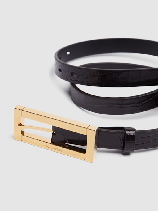 Dsquared2: Ceinture embossée croco avec boucle Twin - women_1 | Luisa Via Roma