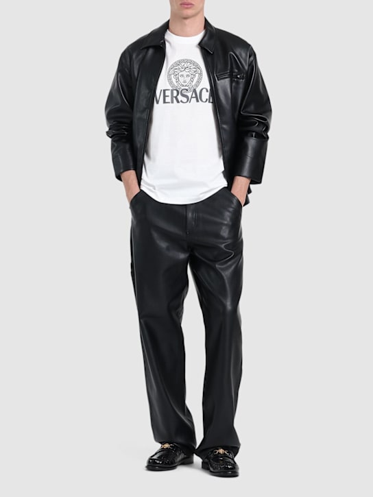 Versace: Versace logo cotton jersey t-shirt - men_1 | Luisa Via Roma
