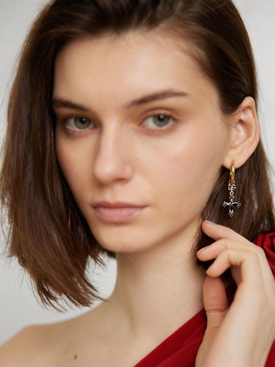 Dolce&Gabbana: Plated hoop cross earrings - women_1 | Luisa Via Roma