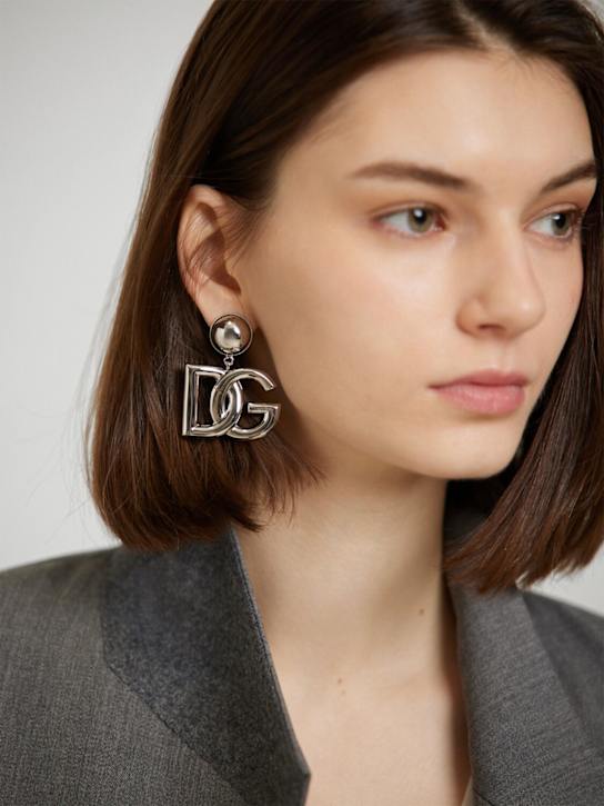 Dolce&Gabbana: DG Pop big clip-on earrings - Silver - women_1 | Luisa Via Roma