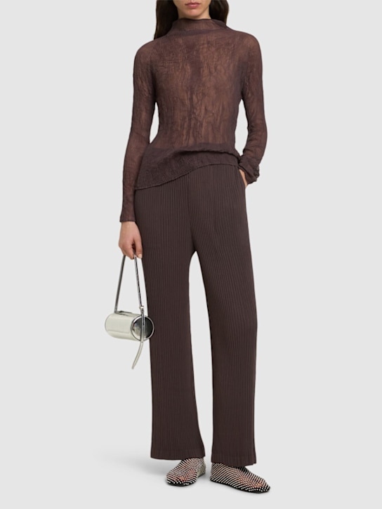 ISSEY MIYAKE: Pantaloni plissé Hatching - Marrone - women_1 | Luisa Via Roma