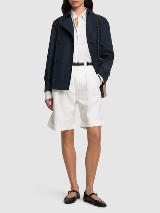ASPESI: Cotton gabardine bermuda shorts - White - women_1 | Luisa Via Roma