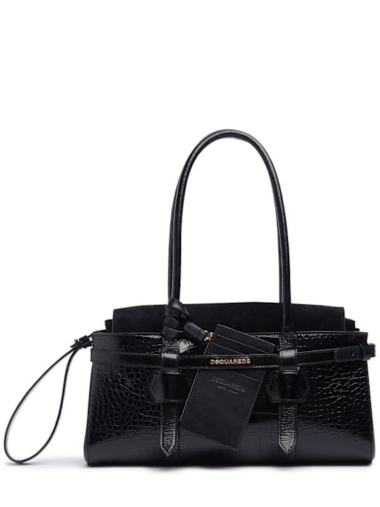 Dsquared2: Twin croc embossed leather shoulder bag - women_0 | Luisa Via Roma