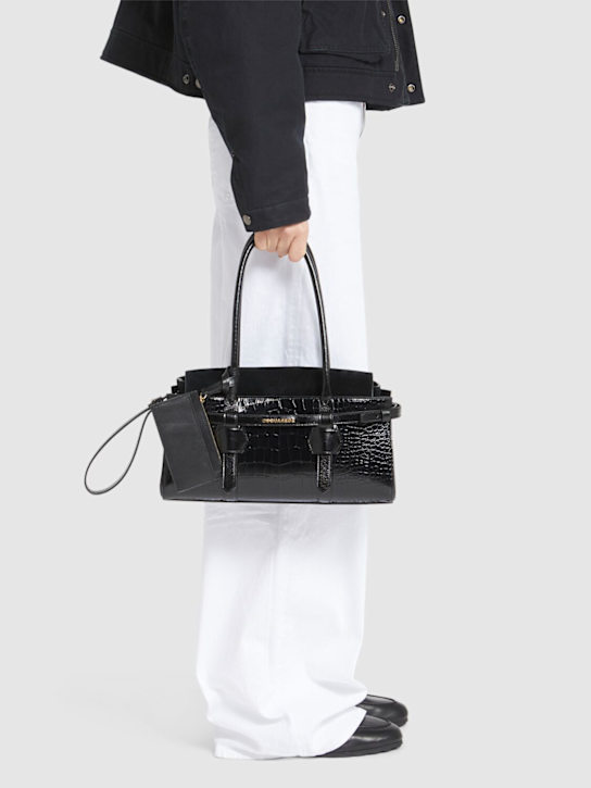 Dsquared2: Twin croc embossed leather shoulder bag - women_1 | Luisa Via Roma
