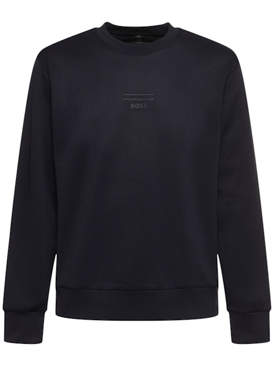 Boss: Porsche Soleri cotton blend sweatshirt - Dark Blue - men_0 | Luisa Via Roma