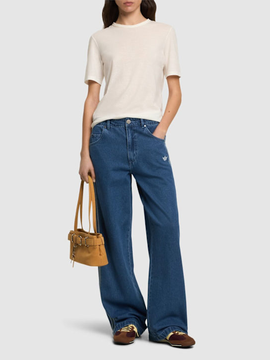adidas Originals: 3-Stripe denim wide pants - women_1 | Luisa Via Roma