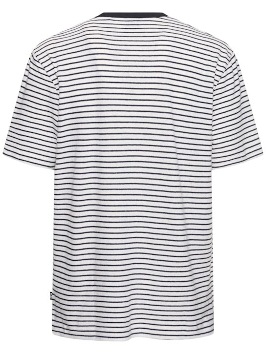 Boss: Taut striped cotton & linen t-shirt - Dark Blue - men_3 | Luisa Via Roma