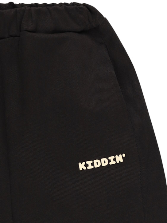 Kiddin: Oversize stretch cotton chino pants - Black - kids-boys_1 | Luisa Via Roma