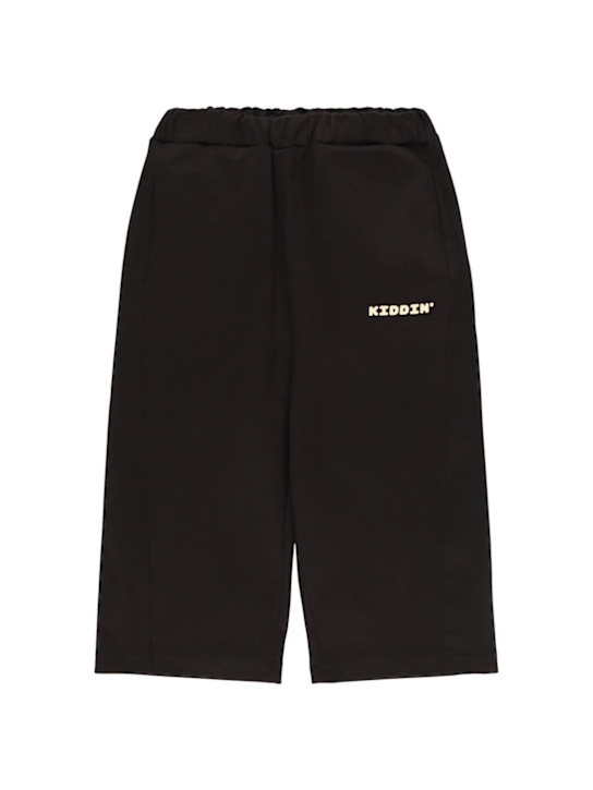Kiddin: Oversize stretch cotton chino pants - Black - kids-boys_0 | Luisa Via Roma