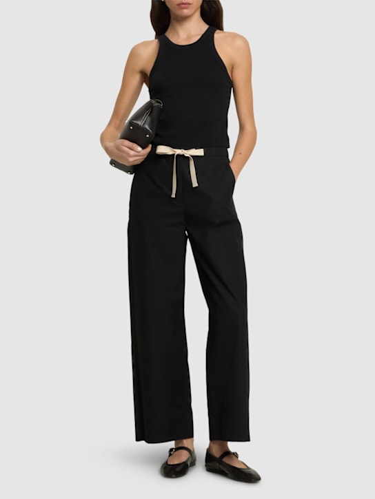 'S Max Mara: Argento コットンポプリンワイドパンツ - women_1 | Luisa Via Roma