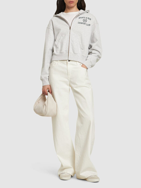 Sporty & Rich: Varsity Crest cropped zip hoodie - women_1 | Luisa Via Roma