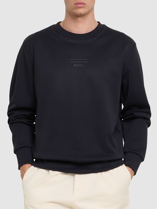 Boss: Porsche Soleri cotton blend sweatshirt - Dark Blue - men_2 | Luisa Via Roma