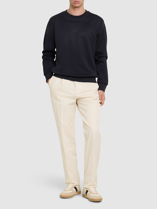 Boss: Porsche Soleri cotton blend sweatshirt - Dark Blue - men_1 | Luisa Via Roma