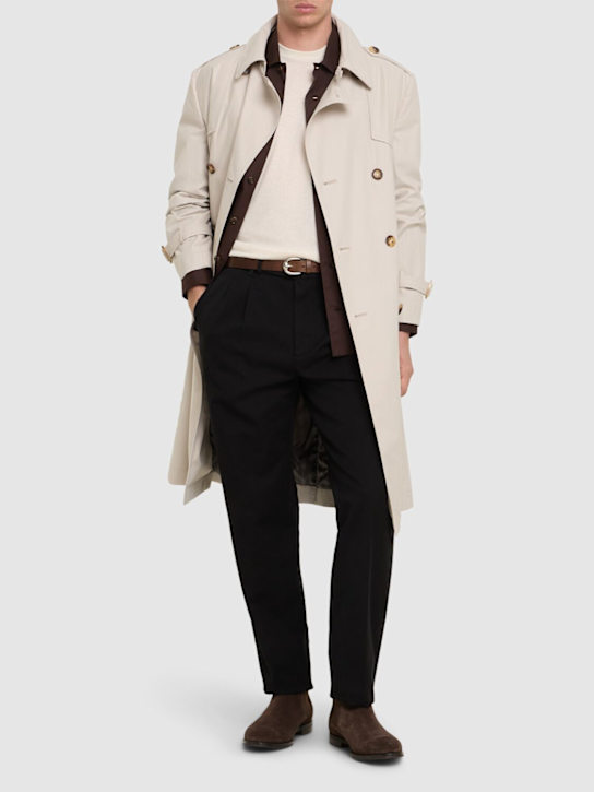 Brunello Cucinelli: Cotton gabardine pants - Black - men_1 | Luisa Via Roma