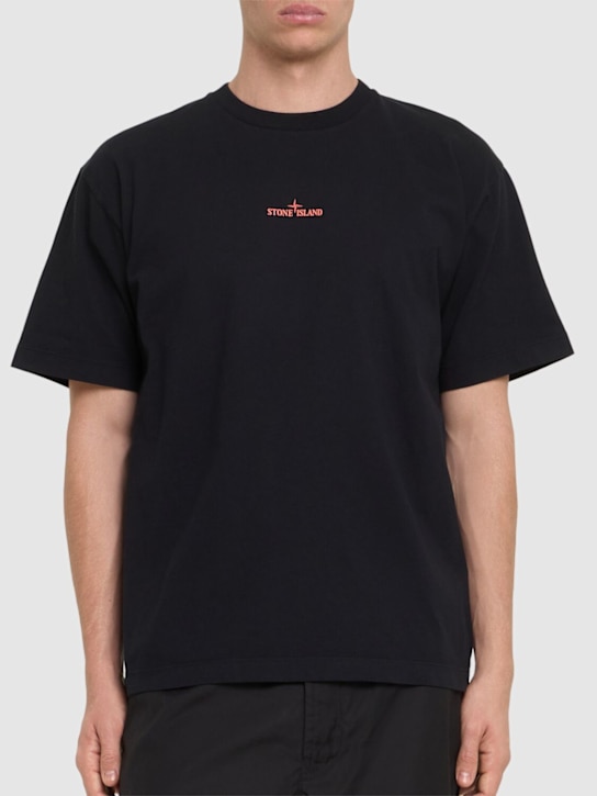 Stone Island: Cotton t-shirt - Black - men_2 | Luisa Via Roma
