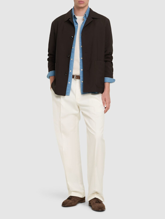 Zegna: Wool & mohair chore jacket - Castoro D Brown - men_1 | Luisa Via Roma