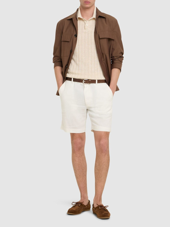 Boss: Kane linen blend shorts - White - men_1 | Luisa Via Roma