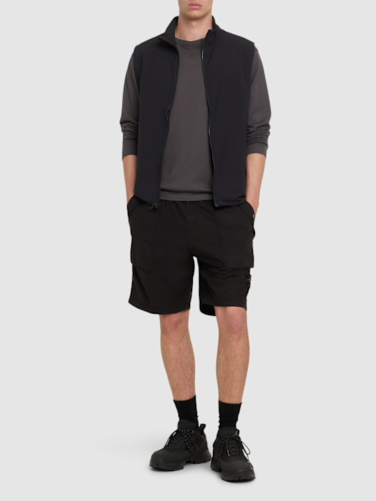Stone Island: Cotton blend logo patch shorts - men_1 | Luisa Via Roma