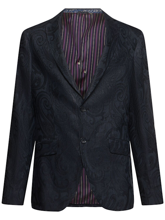 Etro: Roma paisley linen blend jacket - men_0 | Luisa Via Roma