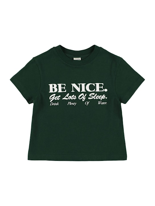 Sporty & Rich: Be Nice プリントコットンTシャツ - ダークグリーン - kids-boys_0 | Luisa Via Roma