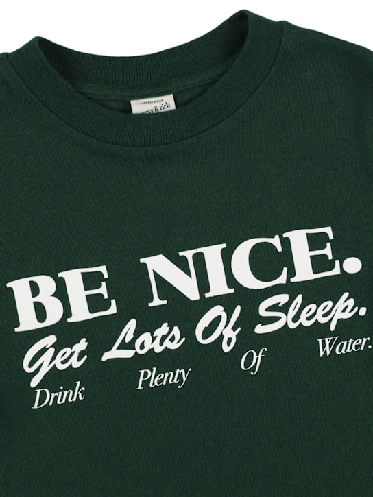 Sporty & Rich: Be Nice プリントコットンTシャツ - ダークグリーン - kids-boys_1 | Luisa Via Roma